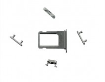 Держатель SIM-карты iPhone 7 (4.7) серебро + толкатель кнопки громкости и блокировки