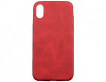 Чехол iPhone X/XS Матовая кожа (красный)