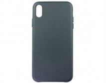 Чехол iPhone XS Max Leather Case без лого, темно-синий
