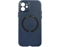 Чехол iPhone 12 Leather Magnetic, темно-синий