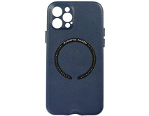 Чехол iPhone 12 Pro Leather Magnetic, темно-синий