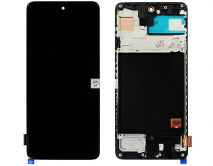 Дисплей Samsung A515F Galaxy A51 + тачскрин + рамка черный (Копия OLED/Широкая рамка) 