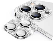 Защитная накладка на камеру iPhone 11/12 mini 3D со стразами серебристая