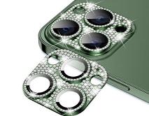 Защитная накладка на камеру iPhone 11 Pro/11 Pro Max 3D со стразами зеленая