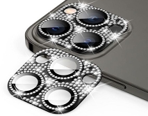 Защитная накладка на камеру iPhone 11 Pro/11 Pro Max 3D со стразами черная
