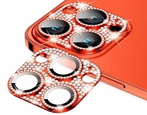 Защитная накладка на камеру iPhone 12 3D со стразами красная