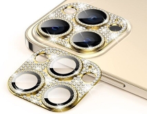 Защитная накладка на камеру iPhone 12 Pro Max 3D со стразами золотая