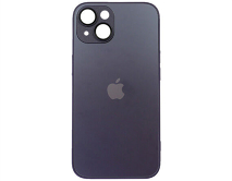 Чехол iPhone 14 AG-Glass MagSafe, с яблоком, фиолетовый