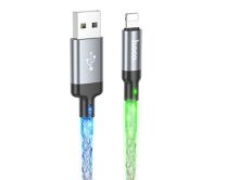 Кабель Hoco U112 Lightning - USB светящийся серый, 1,2м